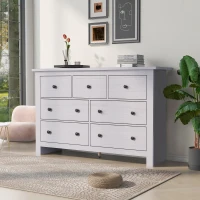 Sideboard Storage Cabinet with 7 Drawers, High-Quality Chipboard, Easy Assembly, 140x40x89 cm, Modern Freestanding Organizer for Living Room or Bedroom, White(m-9)