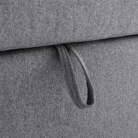 L-Shaped Linen Look Corner Sofa Bed with Storage, 3 Seater Pull-Out Convertible Settee with Cup Holders and Magazine Pockets, 212x141x87.5 cm, Grey(m-11)