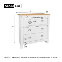 Modern Bedside Cabinet with Storage Drawers, Handles, Side Tables for Living Room, Sitting Room, Bedroom, Hallway, 80x40x80 cm, White(m-3)