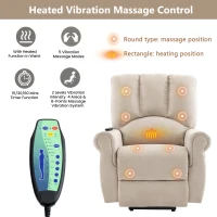 Electric Power Lift Massage Chair with Heating Points, Side Pockets, Stand Assist, Cup Holders, Recliner Armchair for Elderly, 91x90x108 cm, Beige(m-4)