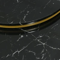 Round Nesting Coffee Tables with Storage Drawer, Gold Metal Frame, Marble Pattern Top, Sofa Side Table for Living Room, Bedroom, Office, Black(m-10)