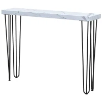 HOMCOM Mesa Consola Moderna Mesa de Entrada com Patas de Aço Anti-Tombo Móvel de Entrada 110x25x79,5 cm Branco(m-11)