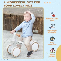 AIYAPLAY Kids Balance Bike for 1-3 Years Old with Adjustable Seat, Silent Wheels, White(m-7)