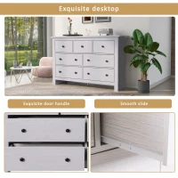 Sideboard Storage Cabinet with 7 Drawers, High-Quality Chipboard, Easy Assembly, 140x40x89 cm, Modern Freestanding Organizer for Living Room or Bedroom, White(m-6)