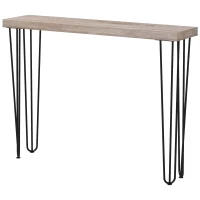 HOMCOM Mesa Consola Moderna Mesa de Entrada com Patas de Aço Anti-Tombo Móvel de Entrada 110x25x79,5 cm Madeira(m-11)