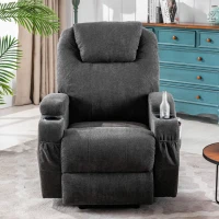 Power Lift Electric Recliner Chair with Massage, Heating, Cup Holders and Side Pockets, Recliner Armchair for Elderly, 81x73x105 cm, Grey(m-9)