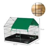 PawHut Rabbit Cage Guinea Pig Playpen Small Animal House for Kitties Puppies, w/ Water Proof Oxford Roof Floor 90 x 75 x 75 cm(m-3)