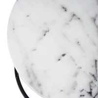 Nesting Coffee Tables with Marble Top, Metal Frame, Sofa Side Tables for Bedroom, Living Room, 70x70x45.5 cm and 44.5x44.5x38 cm, Black(m-10)