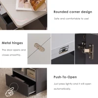 Lift-Top Coffee Table with Storage, 3 Drawers and Adjustable Height, 100x51x47 cm, Gray(m-6)