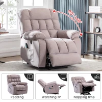 Power Lift Recliner Armchair with Heating, USB Ports, Side Pockets, Electric Massage Chair with High-density Sponge, 91x81x104 cm, Beige(m-4)