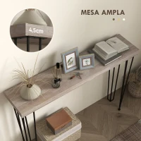 HOMCOM Mesa Consola Moderna Mesa de Entrada com Patas de Aço Anti-Tombo Móvel de Entrada 110x25x79,5 cm Madeira(m-4)