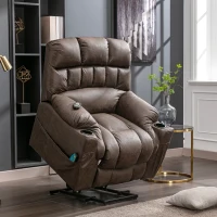 Ergonomic Leather Recliner Chair with Heating, Power Lift Mechanism, Electric Heavy Duty Massage Chair for Elderly, 93x93x102 cm, Brown(m-1)
