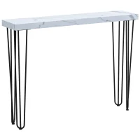 HOMCOM Mesa Consola Moderna Mesa de Entrada com Patas de Aço Anti-Tombo Móvel de Entrada 110x25x79,5 cm Branco(m-10)