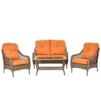 Outsunny Set Mobilier de Gradina in Ratan PE 2 fotolii Canpea cu 2 locuri si masa(m-13)