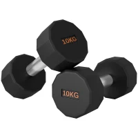 SPORTNOW 2 x 10kg Dumbbells Weights Set with 12-Sided Shape and Non-Slip Grip for Men Women Home Gym Workout(m-11)