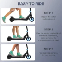 HOMCOM Trotinetă Electrică Pliabilă pentru Copii de 6+ Ani cu Înălțime Reglabilă, 71x36.5x75-80 cm, Albastru(m-5)