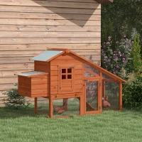 PawHut Gallinero Corral de Madera para Exteriores Jaula para Gallinas Pollos con Bandeja Extraíble Caja de Huevo Resistente al Agua 190x66x116 cm(m-2)