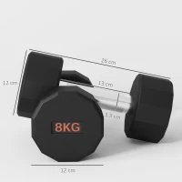 SPORTNOW 2 x 8kg Dumbbells Weights Set with 12-Sided Shape and Non-Slip Grip for Men Women Home Gym Workout(m-3)