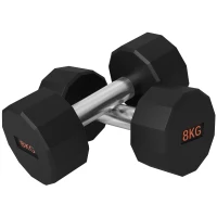 SPORTNOW 2 x 8kg Dumbbells Weights Set with 12-Sided Shape and Non-Slip Grip for Men Women Home Gym Workout(m-1)