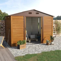 Outsunny Magazie Scule Gradina 278×195×215 cm – Otel cu Usi Culisante(m-10)