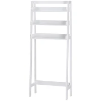 kleankin Prateleiras sobre Sanita Prateleiras de Armazenamento para Casa de Banho Lavanderia Anti-Tombo 63,5x28x156,2cm Branco(m-8)