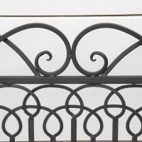 Outsunny Banco de Jardim de 2 Lugares 110x60x97cm Banco de Exterior de Metal com Encosto Decorativo e Apoio para os Braços para Terraço Balção 200kg Preto(m-7)