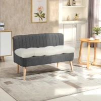 Outsunny Almofada para Bancos de 2 Lugares Almofada Retangular para Interiores e Exteriores Lavável 110x48x8cm Creme(m-7)