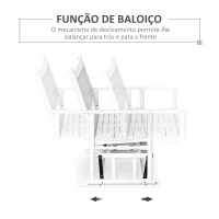 Outsunny Banco Baloiço de Jardim de 2 Lugares Banco Baloiço de Madeira com Apoio para os Braços e Encosto de Ripas para Terraço Exterior Carga 250kg 125x68,5x102cm Branco(m-4)