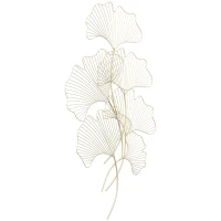 HOMCOM Decoração de Parede de Metal Folhas de Ginkgo 3D Arte de Parede Suspensa  51x94,5cm Dourado(m-11)
