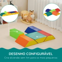HOMCOM Conjunto de 5 Blocos para Crianças de 18-36 Meses Brinquedo de Construção para Aprendizagem Infantil 48x48x48cm Multicor(m-6)