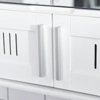 Kleankin Armário de Casa de Banho com Espelho de Parede com 4 Portas Armário Suspenso com Grande Armazenamento com Prateleira Interior Estilo Moderno 55x17,5x60cm Branco(m-7)