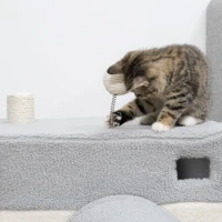 PawHut Túnel para Gatos com Caverna Túnel para Animais de Estimação com Orifício Superior e Bola Suspensa 48x95x58cm Cinza(m-8)