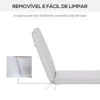 Outsunny Conjunto de 2 Almofadas para Espreguiçadeira de Exterior 183x55x7cm Amovíveis Laváveis e Acolchoadas Almofadas de Algodão para Cadeiras de jardim Terraço Varanda Cinza Claro(m-6)