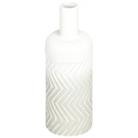 HOMCOM Vaso para Flores de Metal Vaso Decorativo para Flores Moderno com Textura 3D  Ø15x45,5 cm Cinza(m-11)