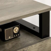 HOMCOM Secretária Mesa de Computador com Armário 2 Gavetas e Estrutura de Metal 119,5x56x76,8cm Marrom(m-6)