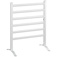 HOMCOM Toalheiro Elétrico para Casa de Banho 140W IPX4 Aquecedor de Toalhas Parede ou Chão com 6 Barras 90x36x69cm Prata(m-10)