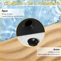 Outsunny Base para Chapéu de Sol de 4 Peças Recarregável com Água 90kg Areia 130kg Pesos para Base Cruzada de Chapéu de Sol para Jardim Terraço Pátio 98x98x13cm Preto(m-5)