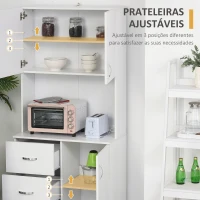 HOMCOM Armário de Armazenamento de Cozinha Armário Alto com 3 Gavetas 3 Portas e Prateleiras Interiores Ajustáveis móvel Auxiliar para Sala de Jantar Sala de Estar 80x39,5x183,5cm Branco(m-6)