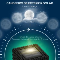 Outsunny Candeeiro de Jardim Candeeiro Solar de Exterior com Luzes LED Controlo Automático para Varanda Pátio 15,5x15,5x47cm Preto(m-5)