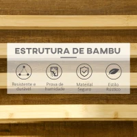 HOMCOM Suporte para Cabides de Bambu com Rodas Porta Cabides Multifuncional com 6 Ganchos Barra e Prateleira 100x37x191 cm Madeira(m-5)