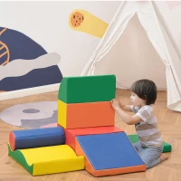 HOMCOM Conjunto de 7 Blocos de Espuma para Crianças de 1-3 Anos Blocos de Construção para Escalar e Gatinhar 60x40x11 cm Multicor(m-10)