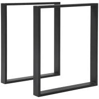 HOMCOM Conjunto de 2 Pés para Mesa de Aço 60x72 cm Pernas Quadradas de Mesa para Móveis de Bricolage Preto(m-11)