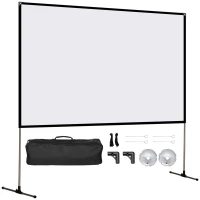 HOMCOM Tela de Projeção com Suporte 80 Polegadas Tela de Projeção Dobrável Formato 16:9 com Bolsa de Transporte para Cinema em Casa Exterior Festas 187x50x167,5cm Branco(m-10)