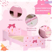 ZONEKIZ Cama para Crianças de 3-6 Anos 143x74x59cm Cama Infantil de Madeira com Barreiras de Proteção Rosa(m-5)