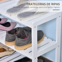 HOMCOM Sapateira de Madeira de 3 Níveis para até 9 Pares de Sapatos para Entrada Corredor Dormitório 70x26x57,5cm Branco(m-5)