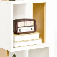 HOMCOM Estante de Livros em Forma de S Estante com 5 Prateleiras Abertas para Sala de Estar Escritório Anti-Tombo 33x28x161cm Branco(m-8)