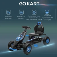 HOMCOM Kart a Pedais para Crianças 5-12 Anos com Assento Ajustável Pneus Insufláveis Amortecimento e Travão de Mão 121x58x61cm Azul(m-8)