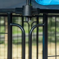 PawHut Galinheiro de Metal para 6-10 Galinhas Galinheiro Resistente para Exterior com Toldo Grade de Arame Ninho Teto Abatível e Portas 201,5x156x120cm Preto e Azul(m-9)