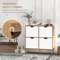 HOMCOM Sapateira para 16 Pares de Sapatos com 4 Gavetas e Prateleiras Ajustáveis 95x26x95 cm Madeira(m-7)