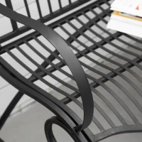Outsunny Banco de Jardim de 2 Lugares 110x60x97cm Banco de Exterior de Metal com Encosto Decorativo e Apoio para os Braços para Terraço Balção 200kg Preto(m-8)